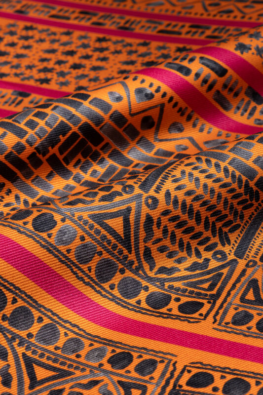 San A Silk Twill Scarf Orange - 2