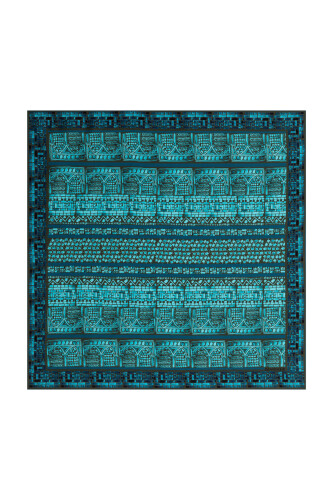 San A Silk Twill Scarf Tuquoise - 1