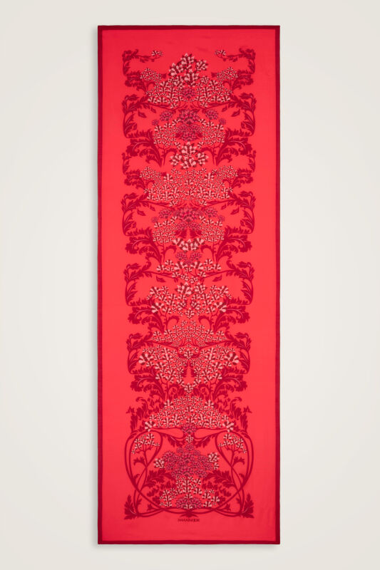 Şark Çiçeği Fuşya Floş Pamuk Şal 70x210 - 2