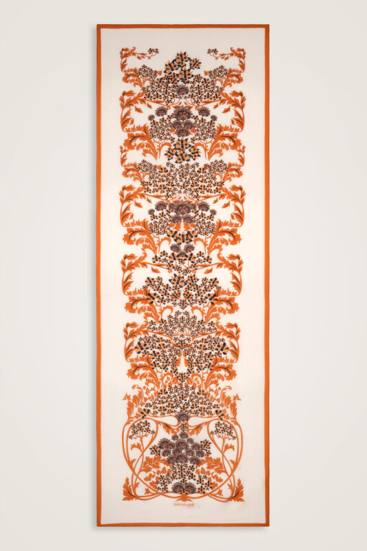 Şark Çiçeği Toprak Floş Pamuk Şal 70x210 - 1