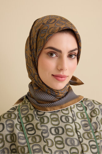 Sarma Noor Altın Tivil İpek Eşarp 90x90 - Imannoor