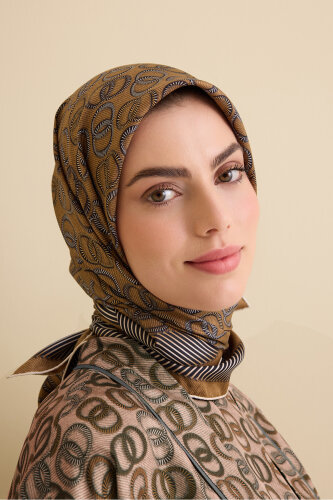 Sarma Noor Altın Tivil İpek Eşarp 90x90 - 6