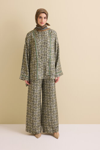 Sarma Noor Haki İpek Kısa Kimono - Imannoor (1)