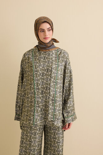 Sarma Noor Haki İpek Kısa Kimono - Imannoor (2)