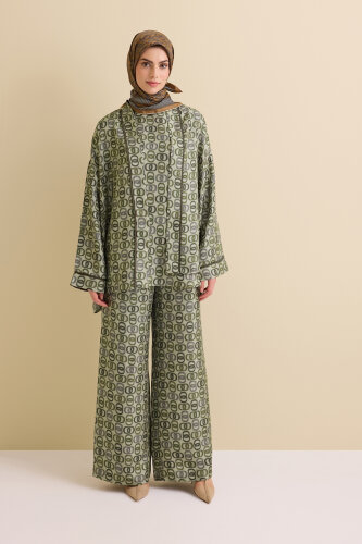 Sarma Noor Haki İpek Kısa Kimono - Imannoor (3)