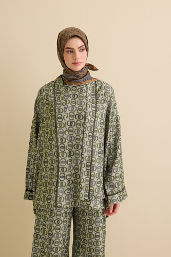 Sarma Noor Haki İpek Kısa Kimono - Imannoor (1)