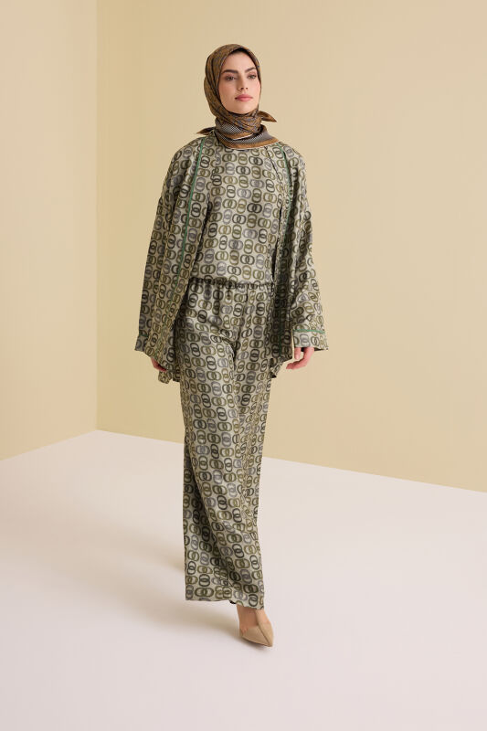 Sarma Noor Haki İpek Pantolon - 3