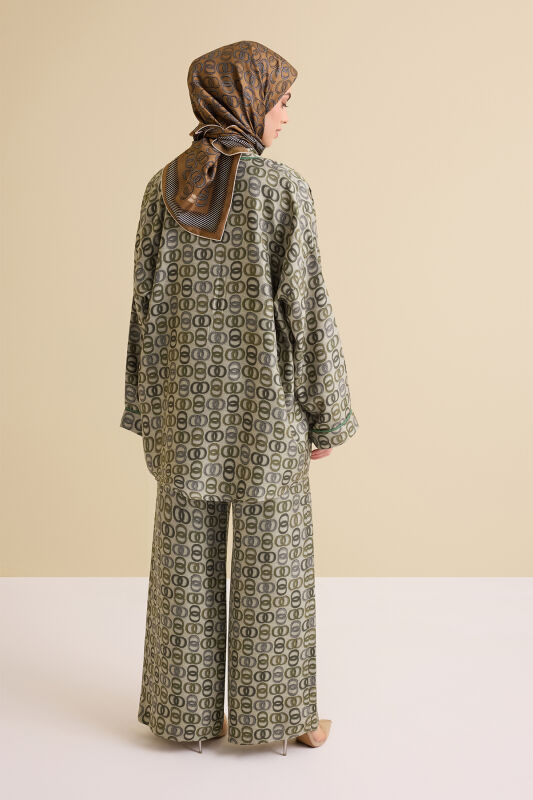 Sarma Noor Haki İpek Pantolon - 4