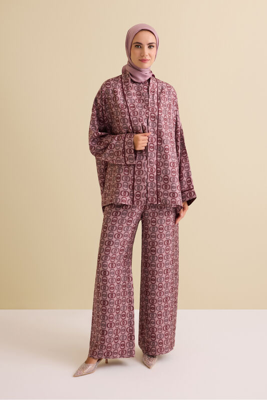 Sarma Noor Mercan İpek Kısa Kimono - 3