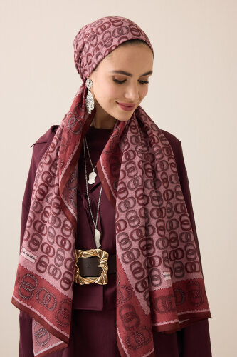 Sarma Noor Mercan Pamuk Floş Şal 70x210 - 3