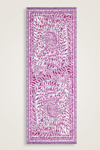 Sarmaşık Labirent Pembe Krep İpek Şal 80x210 - Imannoor (2)