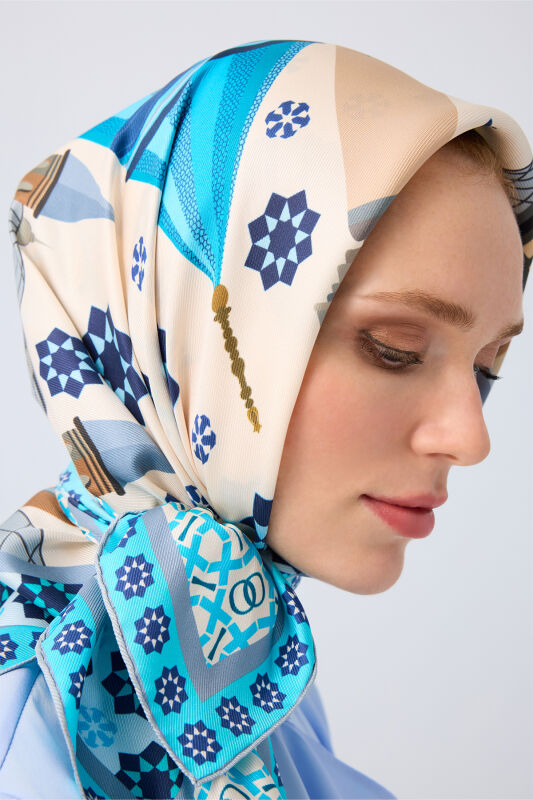 Şebi Arus Cream Twill Silk Scarf - 3