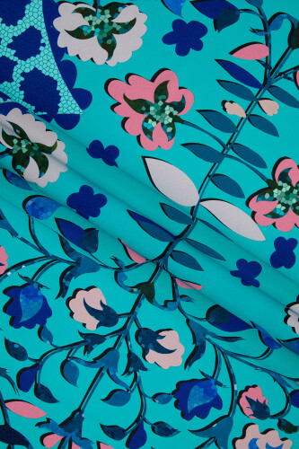Secret Garden Silk Shawl Turquoise - 2