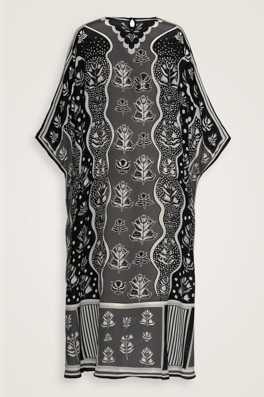  Şelale Siyah İpek Kaftan - 1