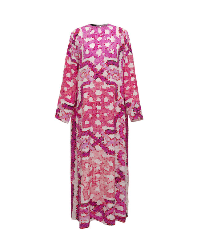 Selçuk Güneşi Pembe Krep İpek Elbise - 2