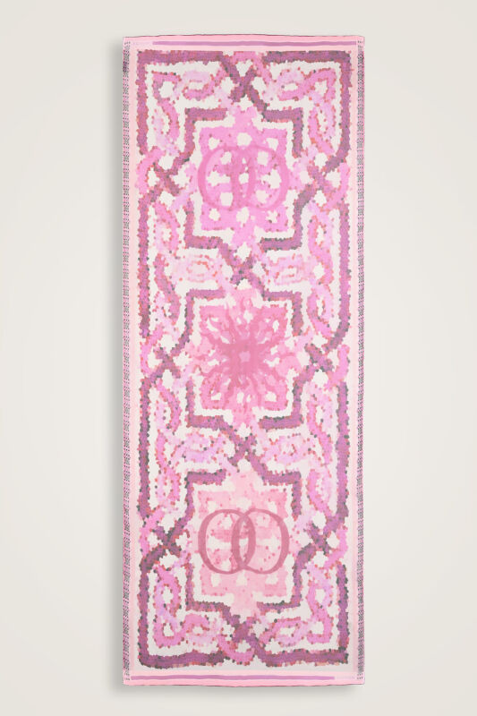 Selçuk Güneşi Pembe Krep İpek Şal 80x210 - 2