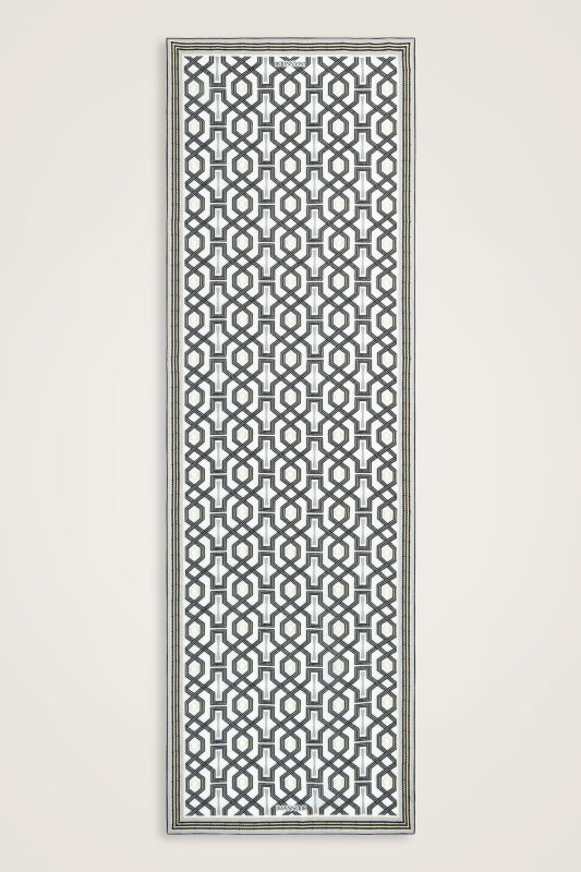 Selçuk-i Kafes Black and White Chiffon Silk Scarf 70x210 - 2