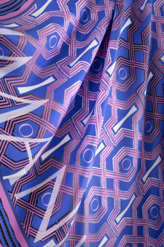 Selçuk-i Kafes Fulya-Saks Twill Silk Scarf - 4