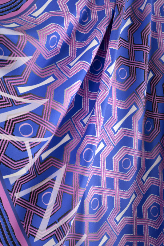 Selçuk-i Kafes Fulya-Saks Twill Silk Scarf - 4