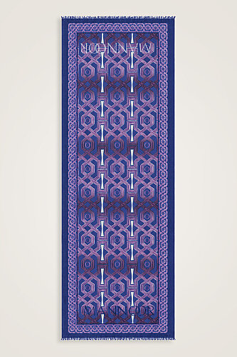 Selçuk-i Kafes Fuşya-Saks İpek Vual Şal 70x200 - Imannoor (1)