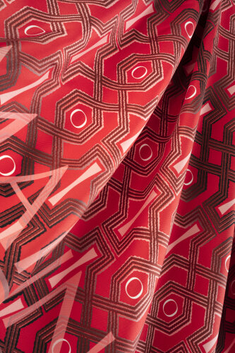 Selçuk-i Kafes Kırmızı Tivil İpek Eşarp 90x90 - 5