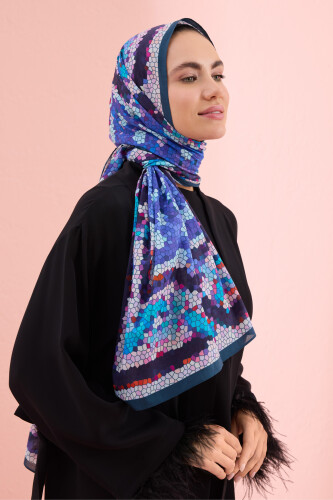 Selcuk Sun Purple-Blue Cotton Shawl 