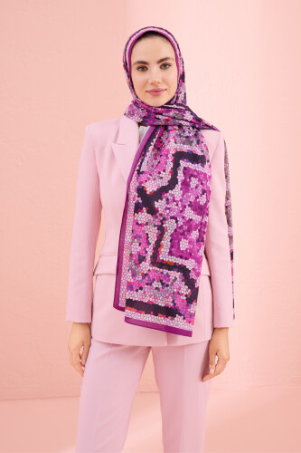 Selcuk Sun Purple Cotton Shawl - 5