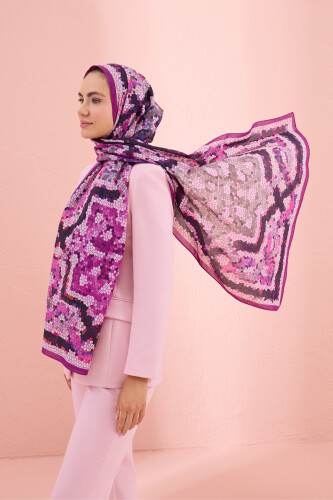 Selcuk Sun Purple Cotton Shawl 