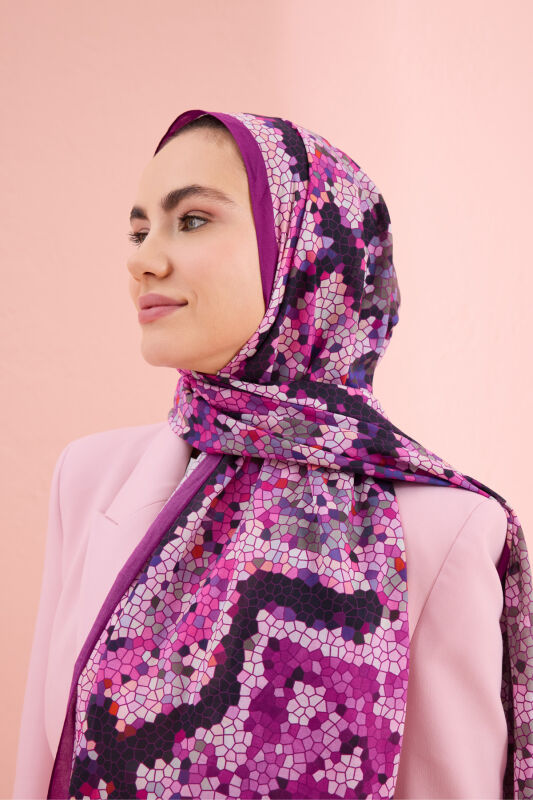 Selcuk Sun Purple Cotton Shawl - 3