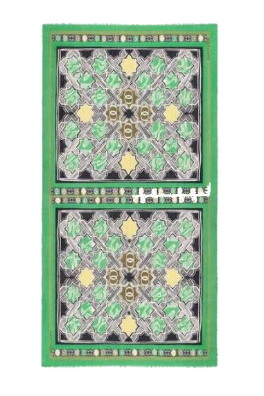 Selçuk Yıldızı Yeşil Kaşmir İpek Şal 68x200 - 1