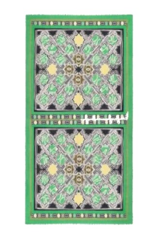 Selçuk Yıldızı Yeşil Kaşmir İpek Şal 100x200 