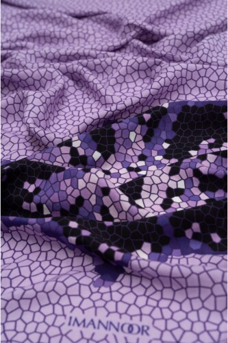 Selçuklu Mozaiği Tek Lila Floş Viskon Şal 70x210 - 2