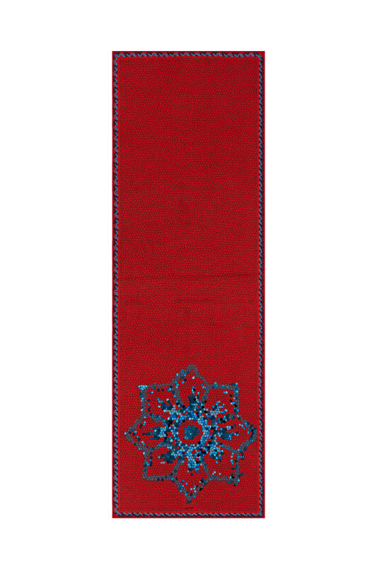 Selçuklu Mozaik Kırmızı Krep İpek Şal 70x210 - 1