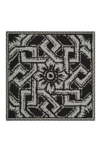 Selçuklu Mozaik Siyah Tivil İpek Eşarp 90x90 - 2