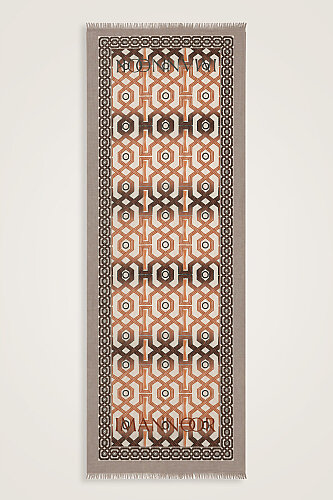 Seljuk-i Cage Beige-Orange Silk Voile Shawl 70x200 - Imannoor (1)