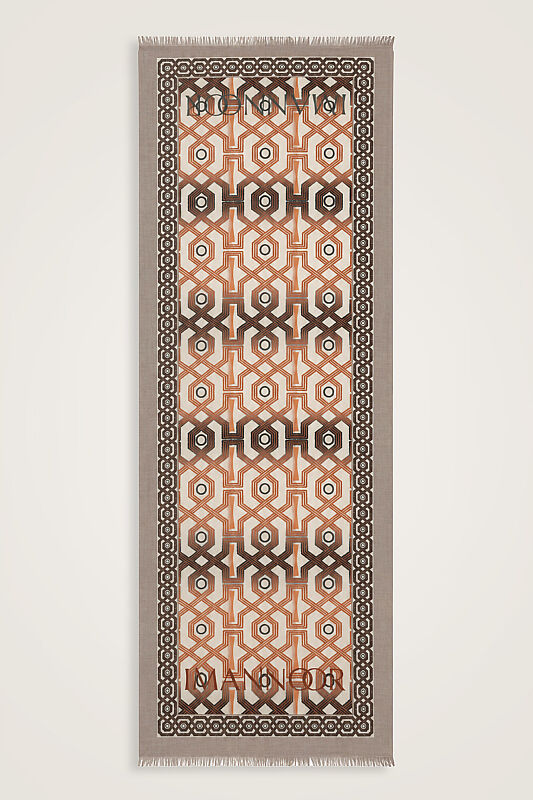Seljuk-i Cage Beige-Orange Silk Voile Shawl 70x200 - 2