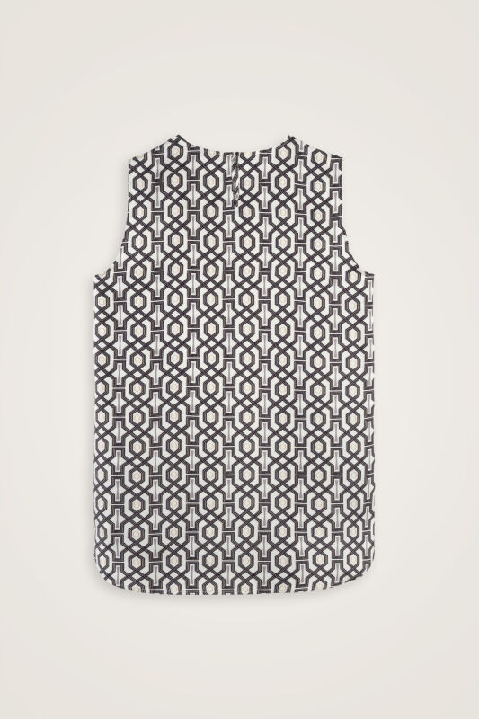 Seljuk-i Cage Black and White Silk Sleeveless Blouse - 4