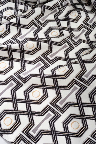 Seljuk-i Cage Black and White Twill Silk Short Kimono - 3