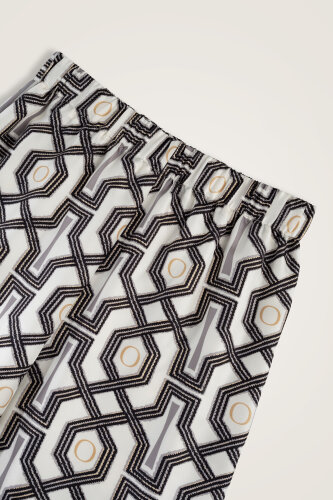 Seljuk-i Cage Black and White Twill Silk Trousers - 4