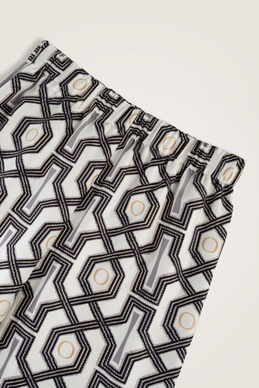 Seljuk-i Cage Black and White Twill Silk Trousers - 4