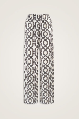 Seljuk-i Cage Black and White Twill Silk Trousers - 2