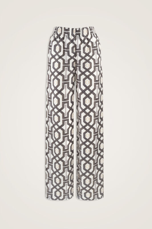 Seljuk-i Cage Black and White Twill Silk Trousers - 2