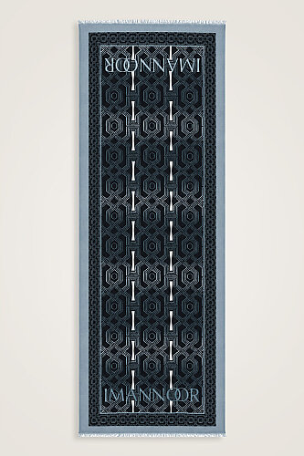 Seljuk-i Cage Black-Anthracite Silk Voile Scarf 70x200 - Imannoor
