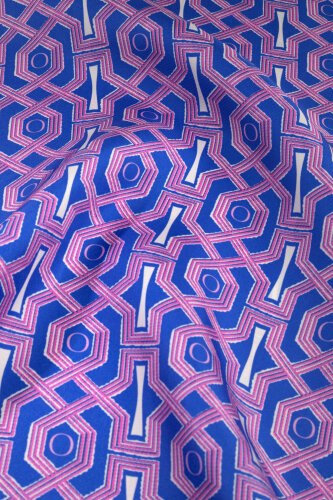 Seljuk-i Cage Fuchsia-Navy Silk Sleeveless Blouse - 6