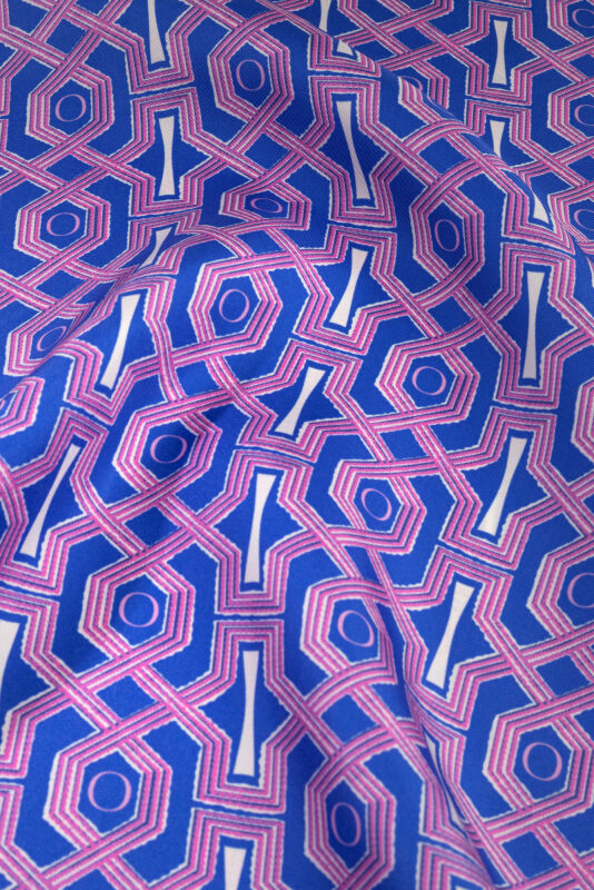 Seljuk-i Cage Fuchsia-Navy Silk Sleeveless Blouse - 6