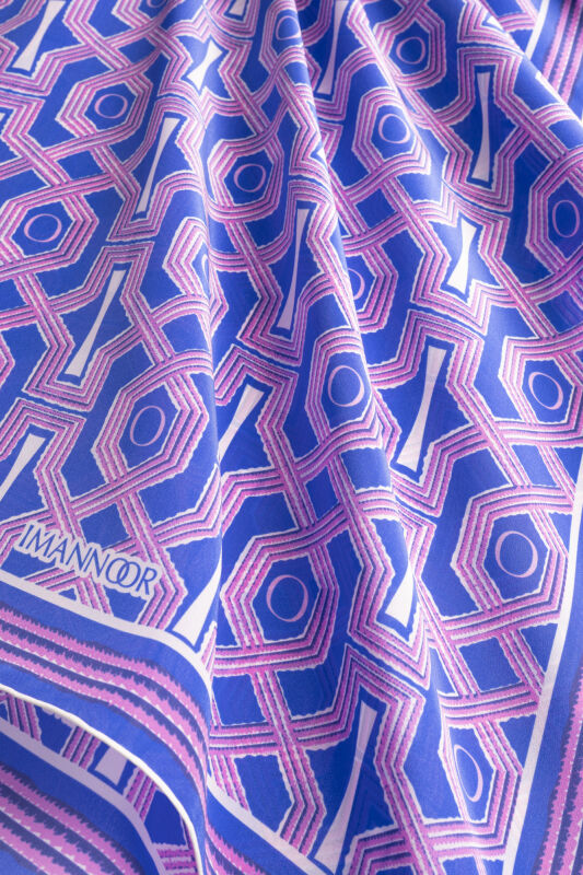 Seljuk-i Cage Fuchsia-Saks Chiffon Silk Scarf 70x210 - 4