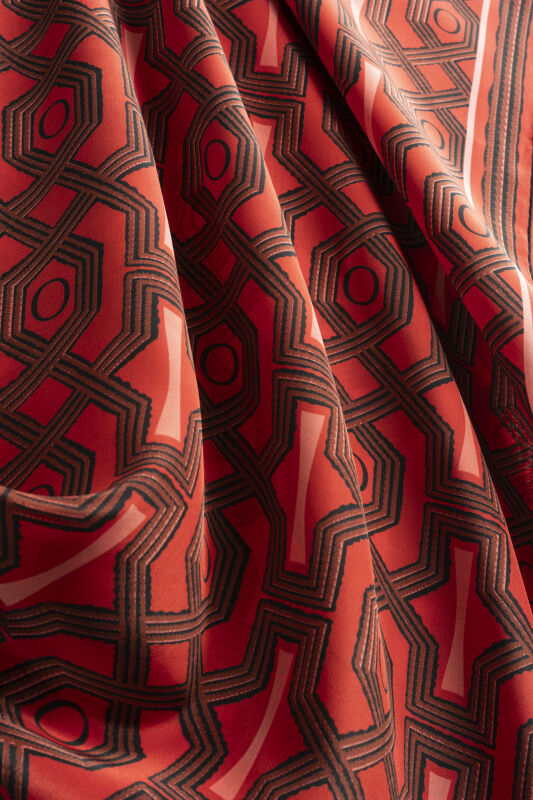 Seljuk-i Cage Red Chiffon Silk Scarf 70x210 - 4