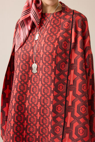 Seljuk-i Cage Red Silk Sleeveless Blouse - 3