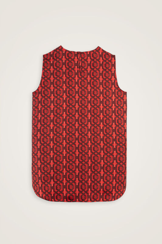 Seljuk-i Cage Red Silk Sleeveless Blouse - 5
