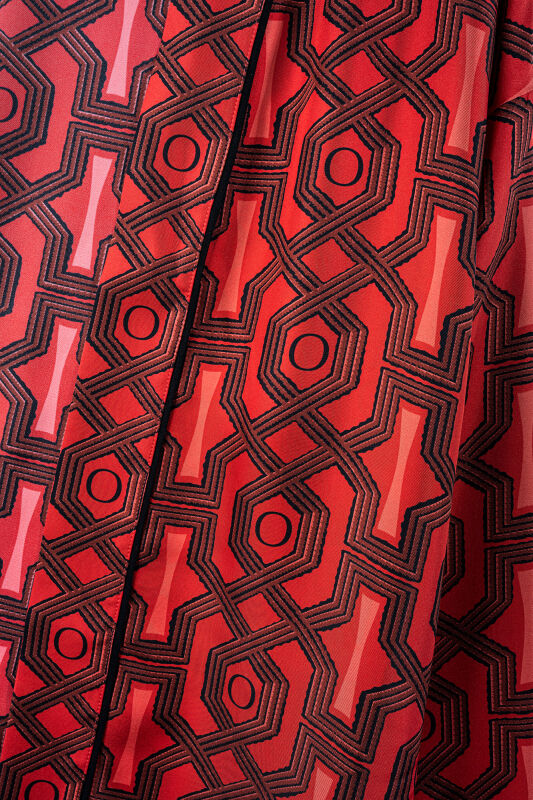 Seljuk-i Cage Red Twill Silk Short Kimono - 6